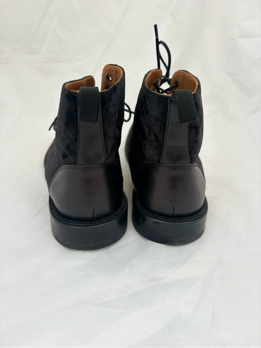Taft Black Velvet and Leather Cap-Toe Chukka Boots
